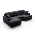 Czarna modułowa sofa narożna z poliestru z dwoma szezlongami 300 × 170 × 85 cm