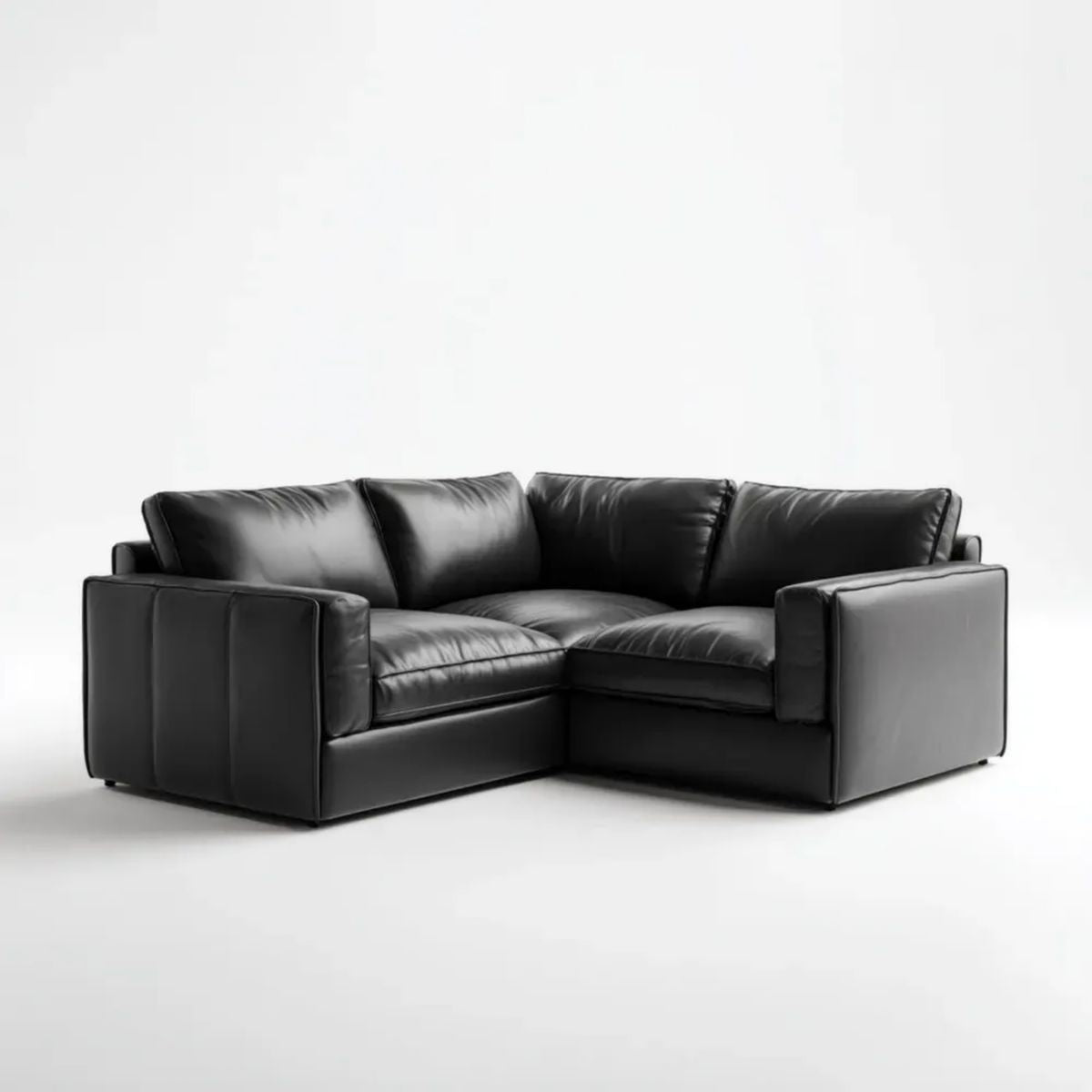Czarny narożnik w kształcie L z tapicerką PU 250 x 180 x 85 cm