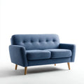 Granatowa sofa dwuosobowa z tapicerką poliestrową i drewnianymi nogami, 145 × 82 × 84 cm
