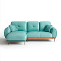 Lewostronna sofa narożna z szezlongiem ze skóry PU, turkusowo-brązowa, 250 × 155 × 85 cm