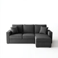 Grafitowa sofa narożna z prawostronnym szezlongiem, tapicerowana tkaniną, 250 × 155 × 85 cm