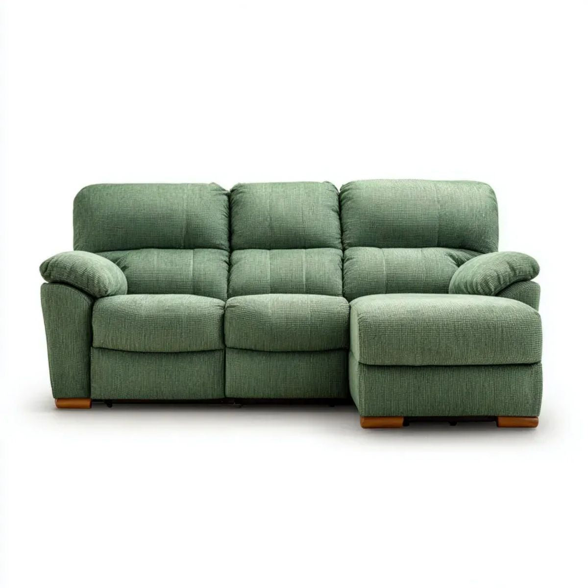 Prawostronna sofa narożna 3-osobowa z tkaniny, zielona, 250 × 160 × 100 cm