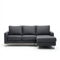 Grafitowa sofa narożna z prawostronnym szezlongiem, tapicerowana tkaniną, 260 × 160 × 85 cm