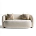 Kremowa sofa dwuosobowa z tapicerką bouclé 180 x 90 x 75 cm z 2 poduszkami dekoracyjnymi