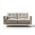 Dwuosobowa sofa poliestrowa jasnobeżowa ze złotymi nogami 160 x 85 x 82 cm