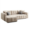 Sofa narożna lewostronna w kształcie L, beżowa z poliestru, 280 × 165 × 85 cm
