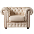 Fotel Chesterfield z ekoskóry PU, kremowy, 115 x 95 x 78 cm