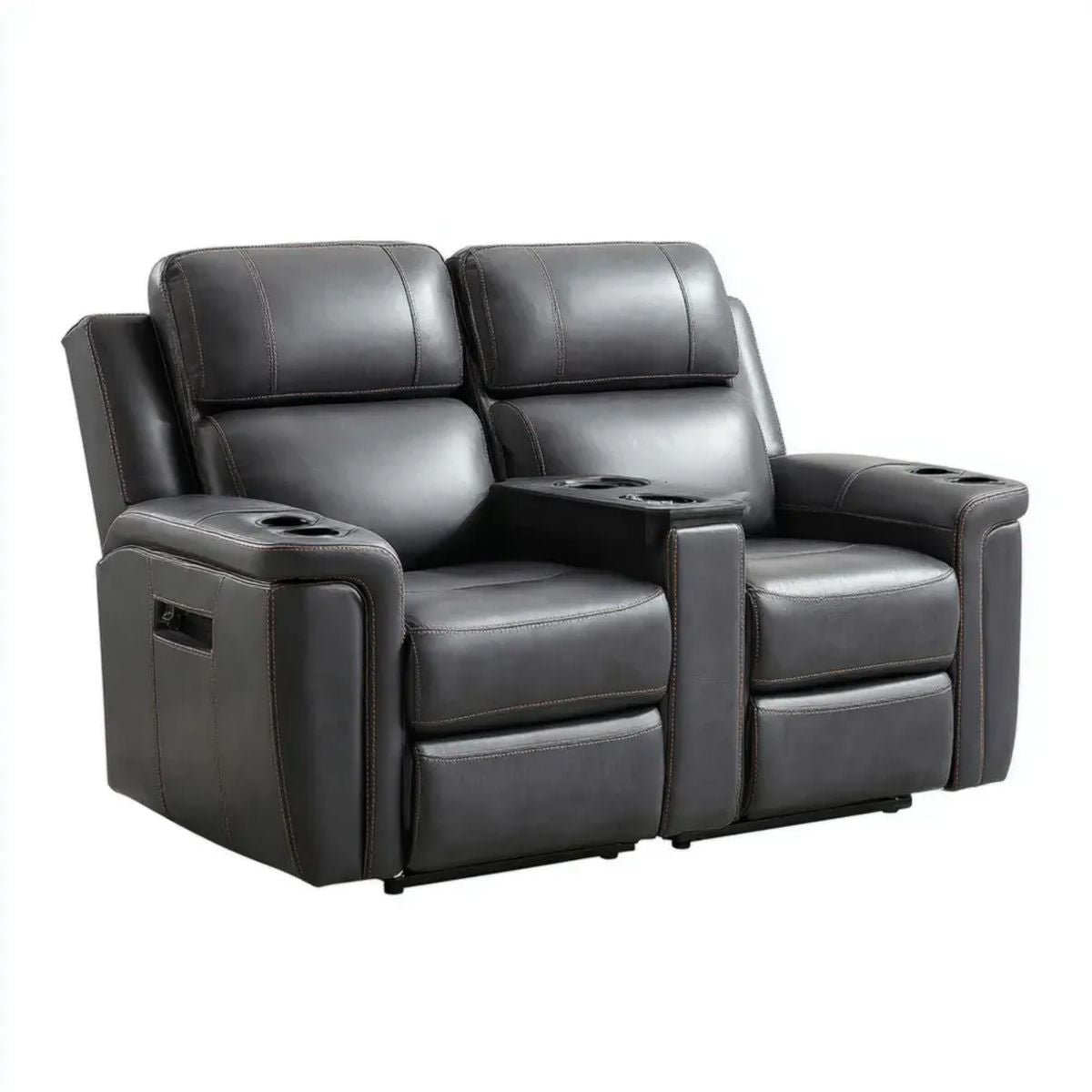 Dwuosobowa sofa kinowa rozkładana czarna ze skórą PU, 170 × 92 × 102 cm