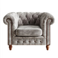 Fotel Chesterfield z aksamitu poliestrowego, szary, 115 × 95 × 75 cm